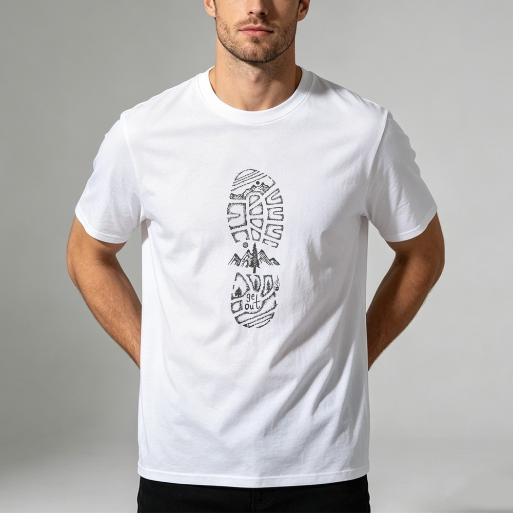 Mountain Landscape Boot Print  - Outdoor Adventure Quotes Short 评论和价格