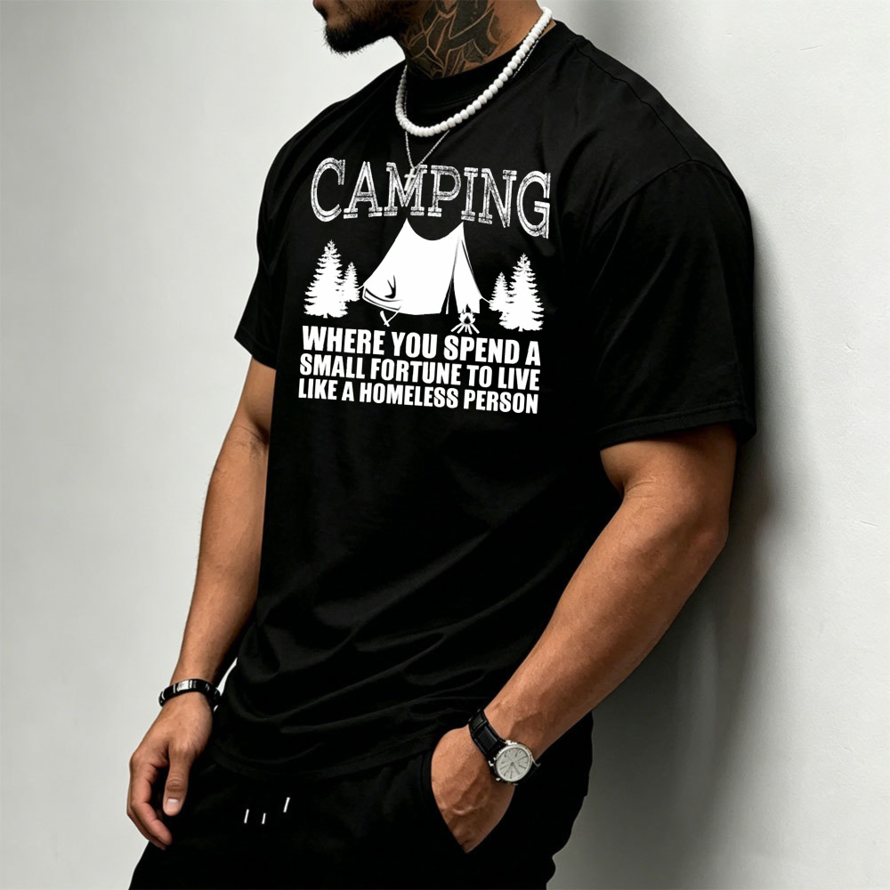 Camping Tent Pine Tree Graphic - Outdoor Adventure Quotes Short 评论和价格